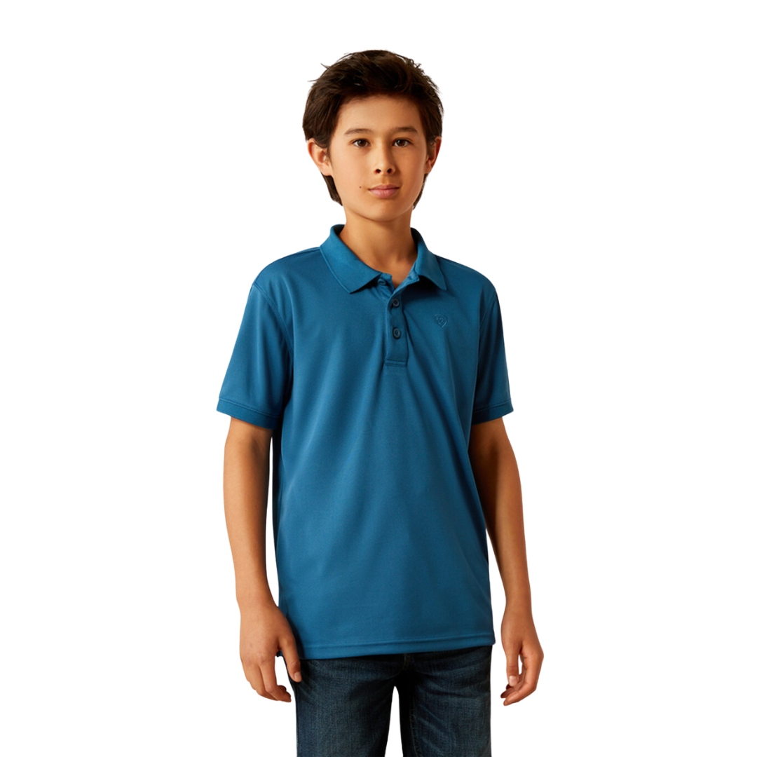 Ariat Youth Boy's Tek Sapphire Polo Blue Shirt