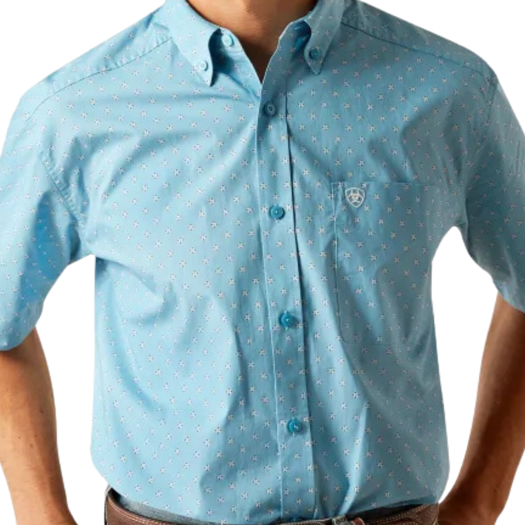Ariat Men's Geo Print Guy Light Turquoise Shirt
