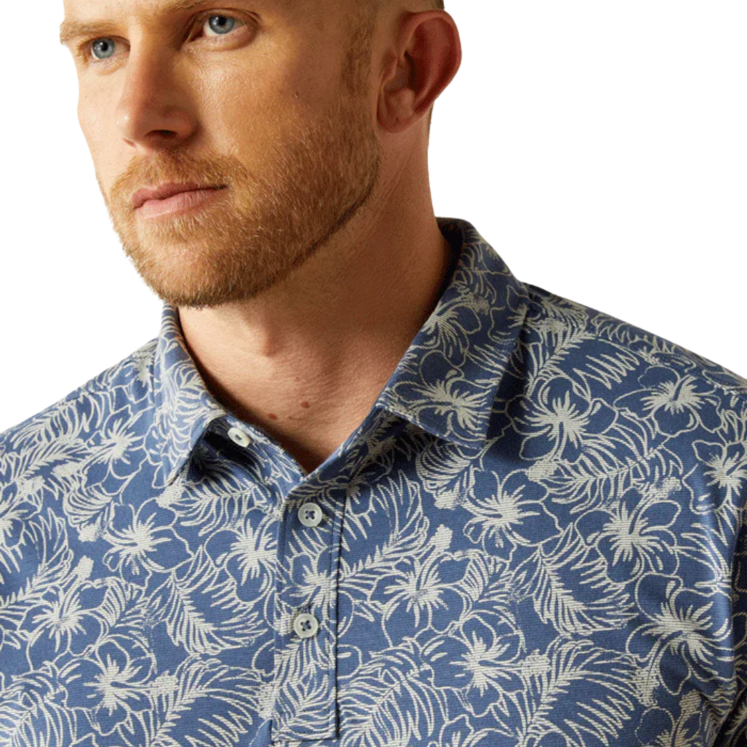 Ariat Men's Retro Polo Ridge Blue Shirt