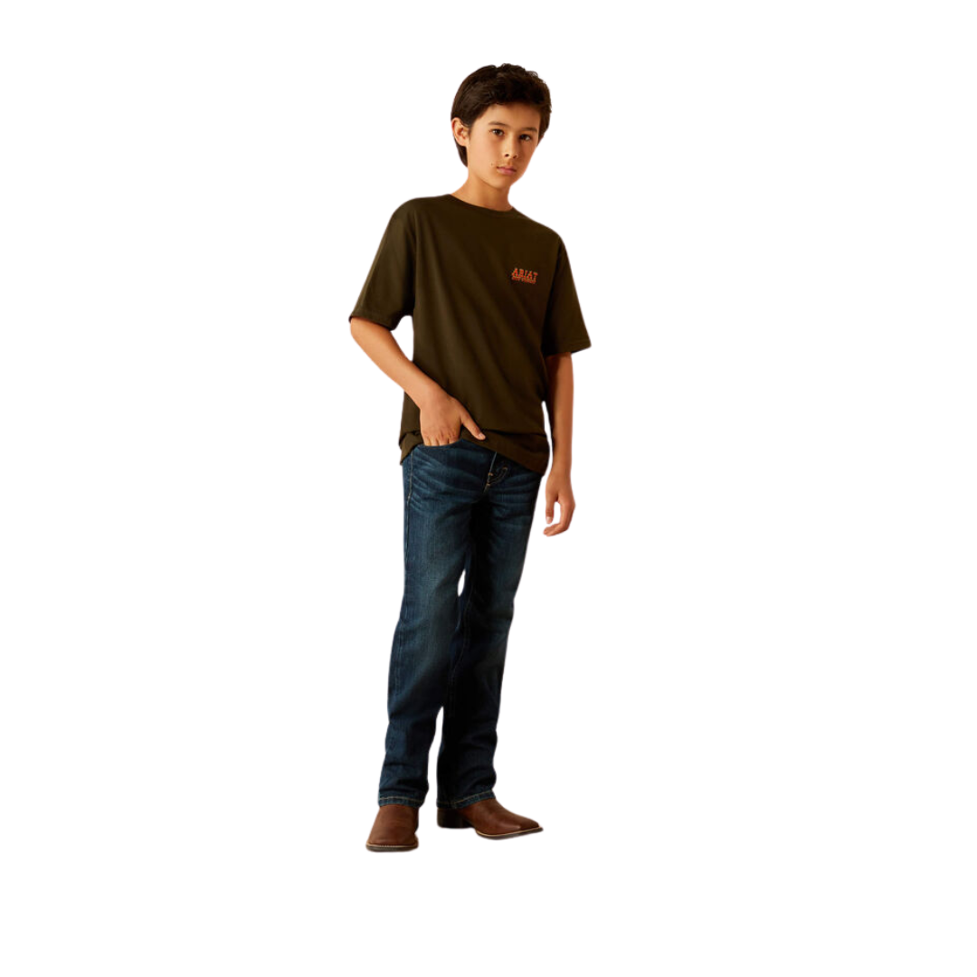 Ariat Youth Boy's Armadillo Half Shell Dark Olive Tee Shirt