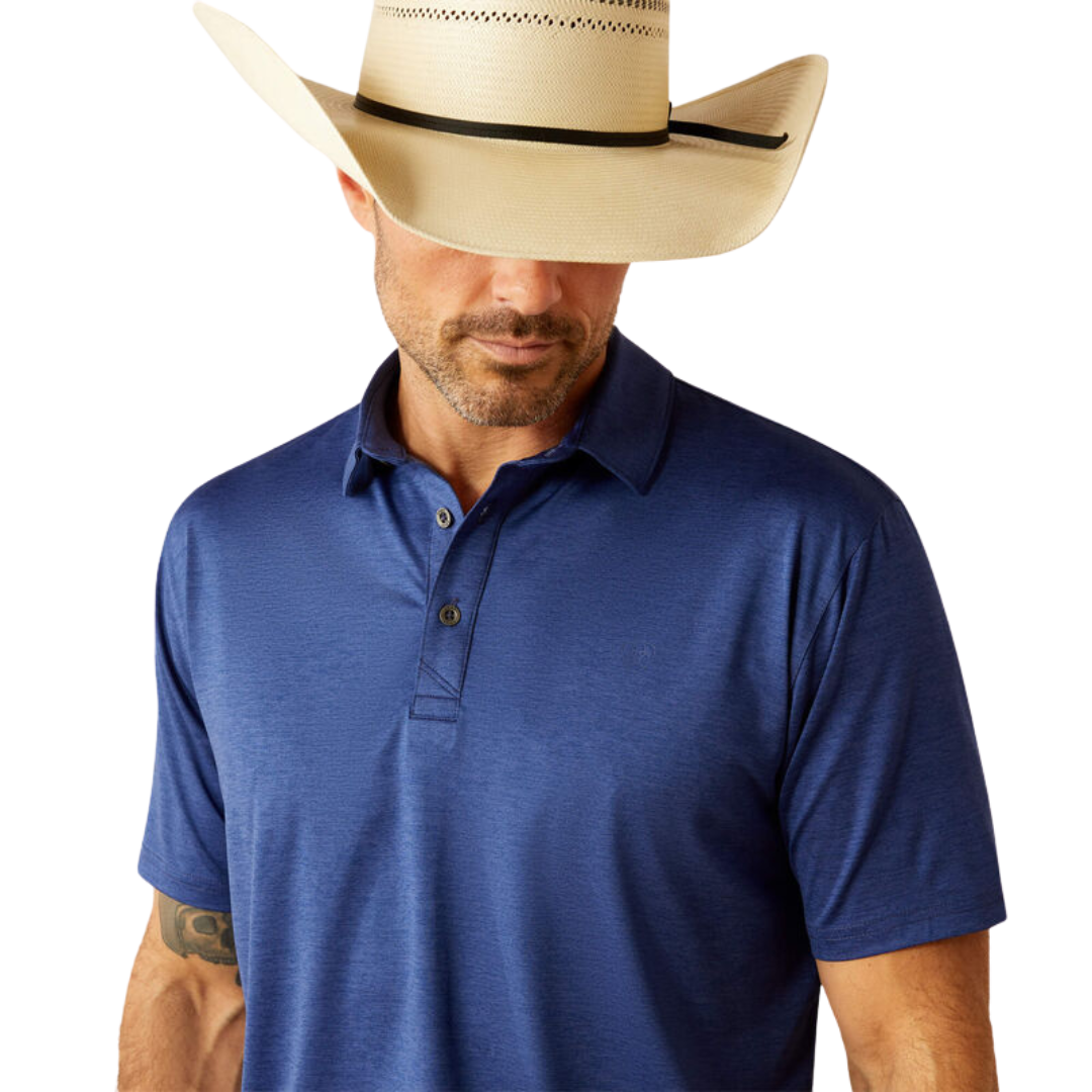 Ariat Men's Charger Fitted Polo Blue Dephts Shirt