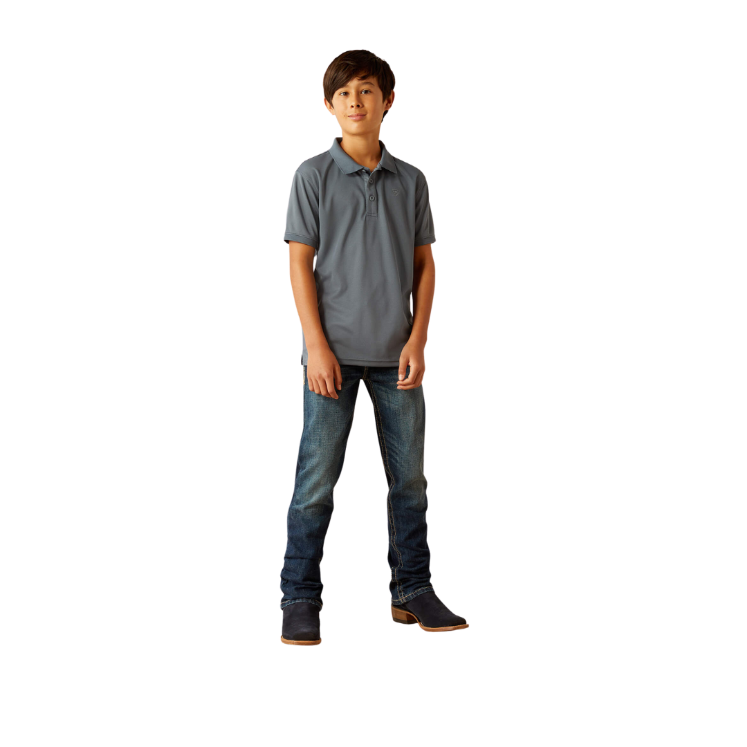 Ariat Youth Boy's Tek Polo Newsboy Blue Shirt