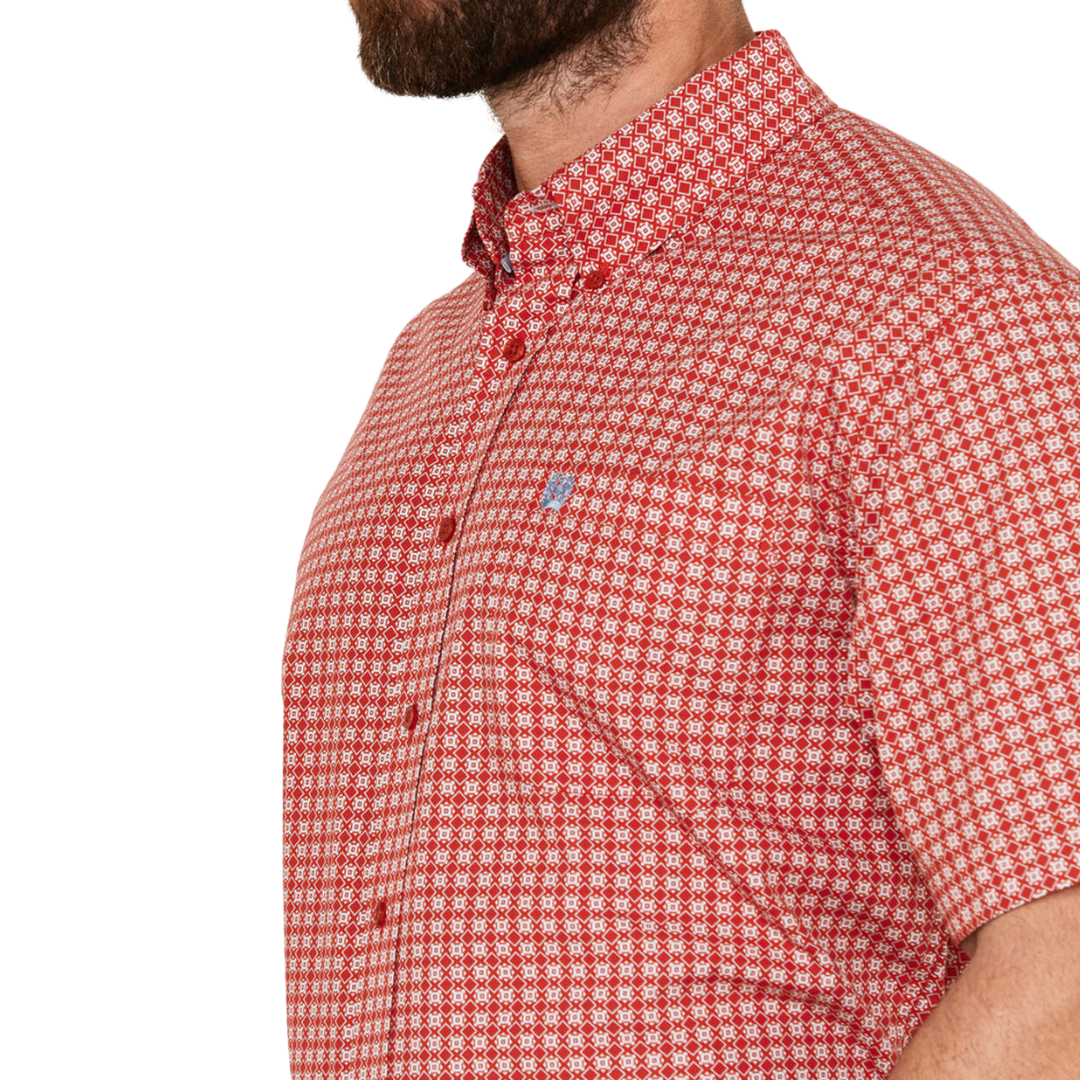 Cinch Men's Geo Print Western Red White Shirt