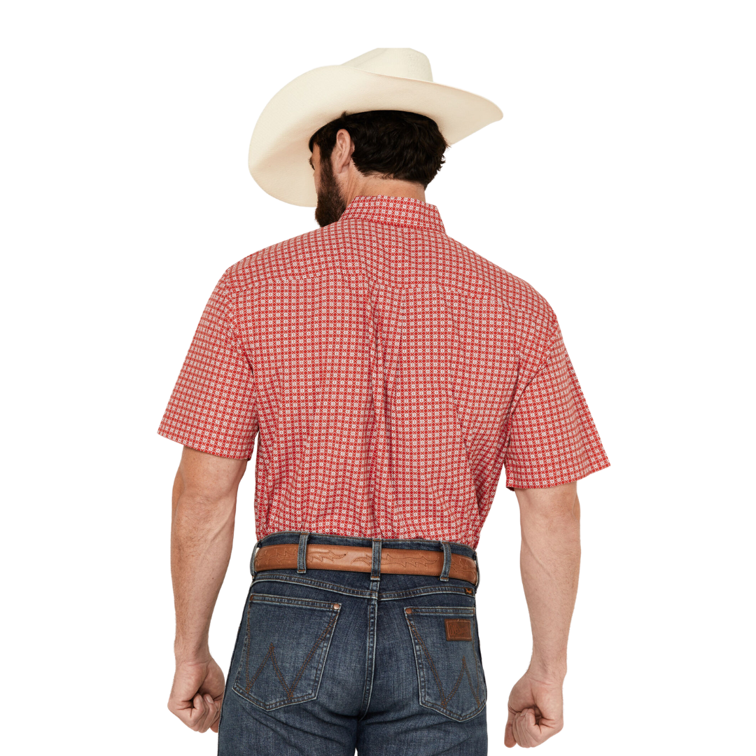 Cinch Men's Geo Print Western Red White Shirt