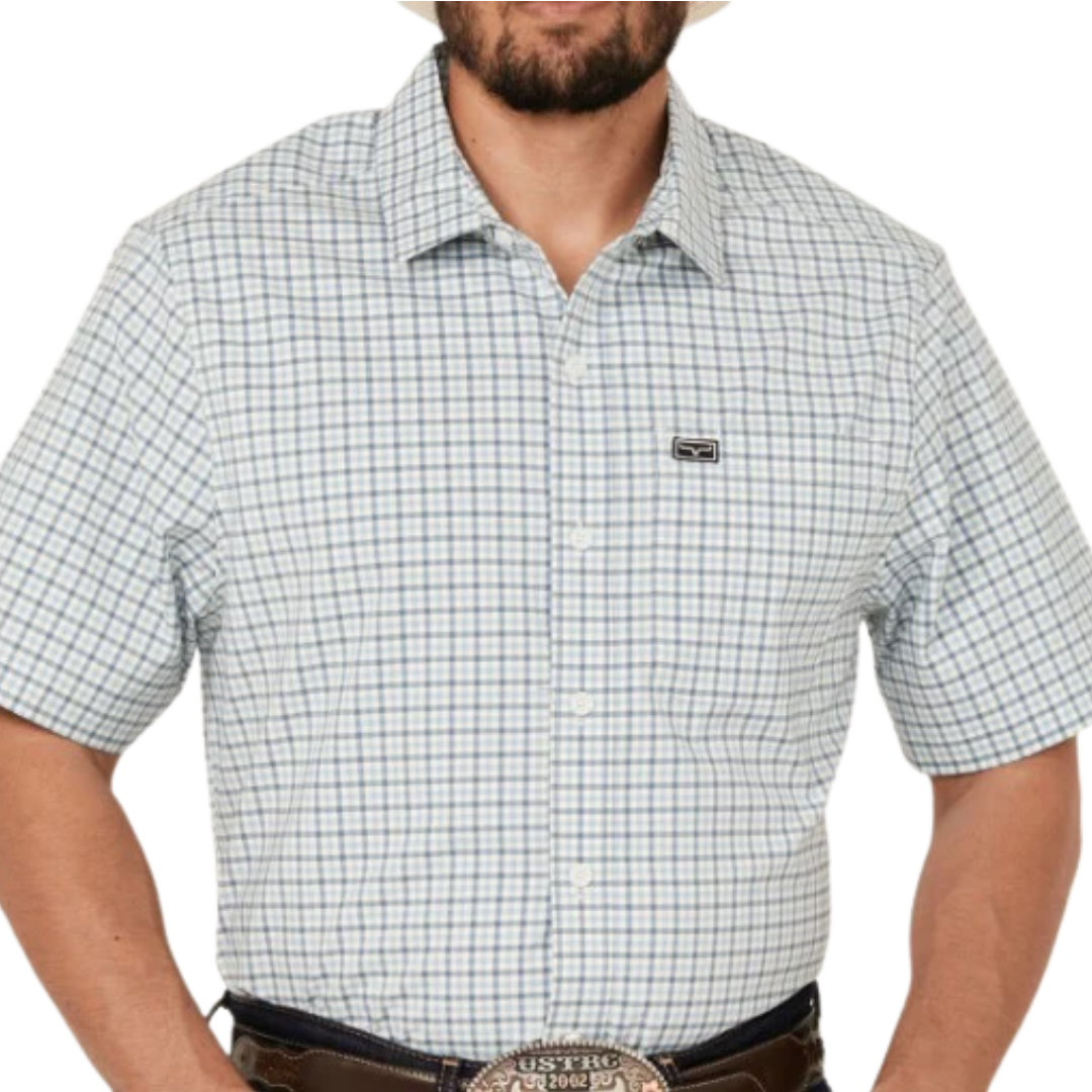 Kimes Ranch Men's Tucco Plaid Button Down Blue Shirt