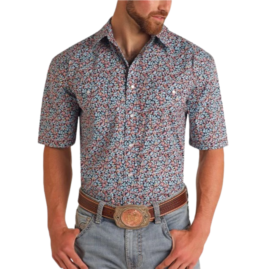 Panhandle Slim Men's Snap Novelty Geo Print Shirt
