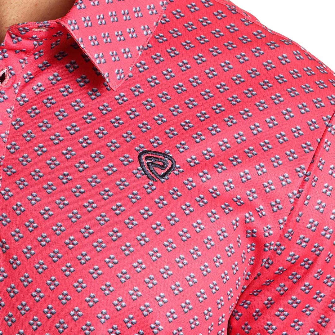 Panhandle Slim Men's Geo Print Polo Pink Shirt