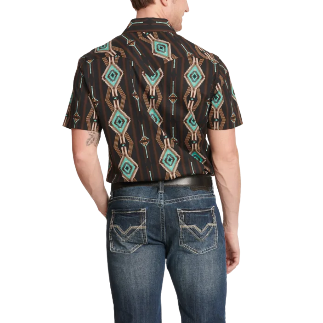 Panhandle Slim Men's Shades Coffee Aztec Print Multicolor Shirt