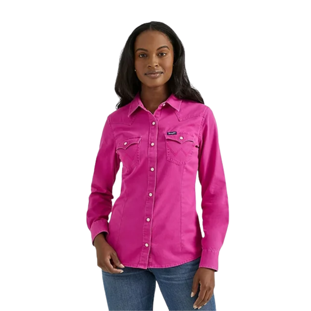 Wrangler Women's Retro Snap Twill Pink Shirt
