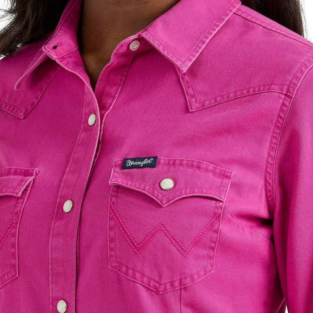 Wrangler Women's Retro Snap Twill Pink Shirt