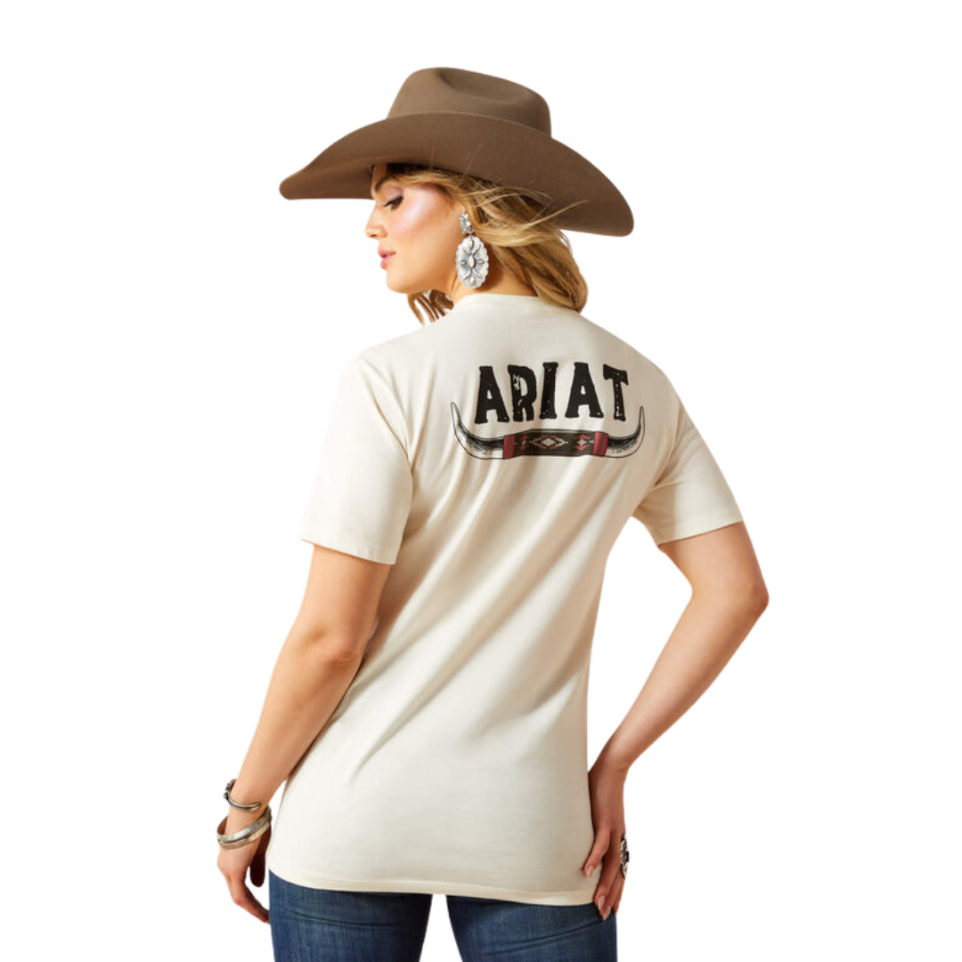 Ariat Women's Bull Horns Natural Top Tee Shirt