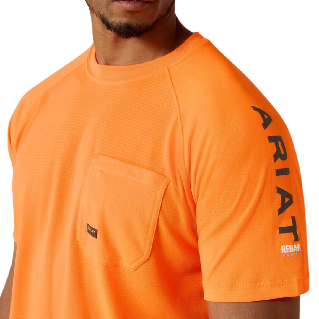 Ariat Men's Rebar Heat Neon Orange Tee Shirt