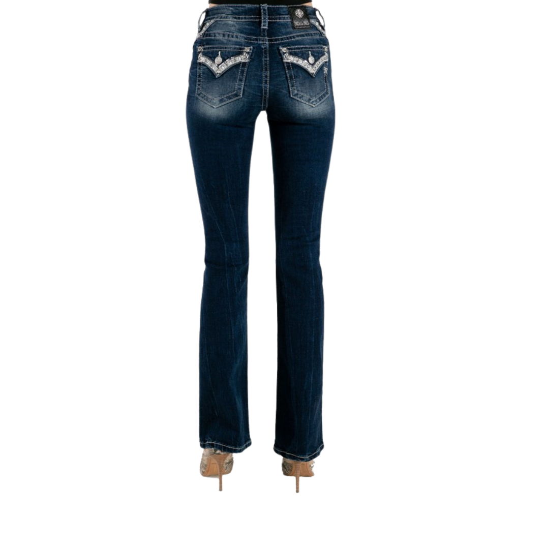 Miss Me Women's Mid Rise Boot Blue Jeans