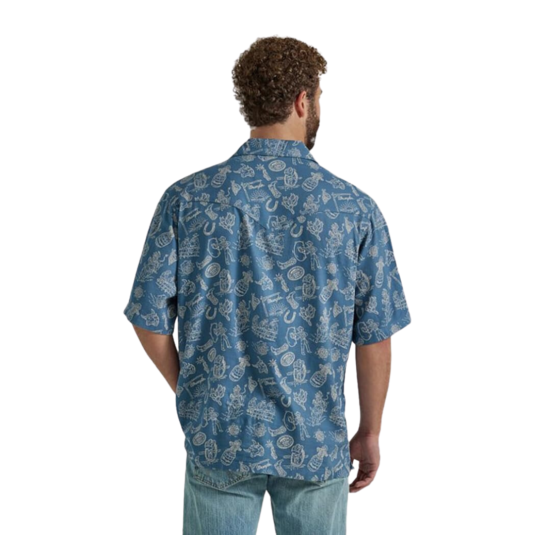 Wrangler Men's Cowboy Snap Blue Shirt