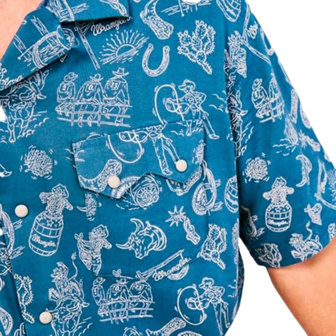 Wrangler Men's Cowboy Snap Blue Shirt
