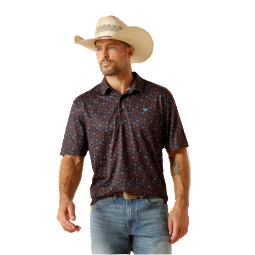 Ariat Men's Over Summer Print Core Black Polo Shirt
