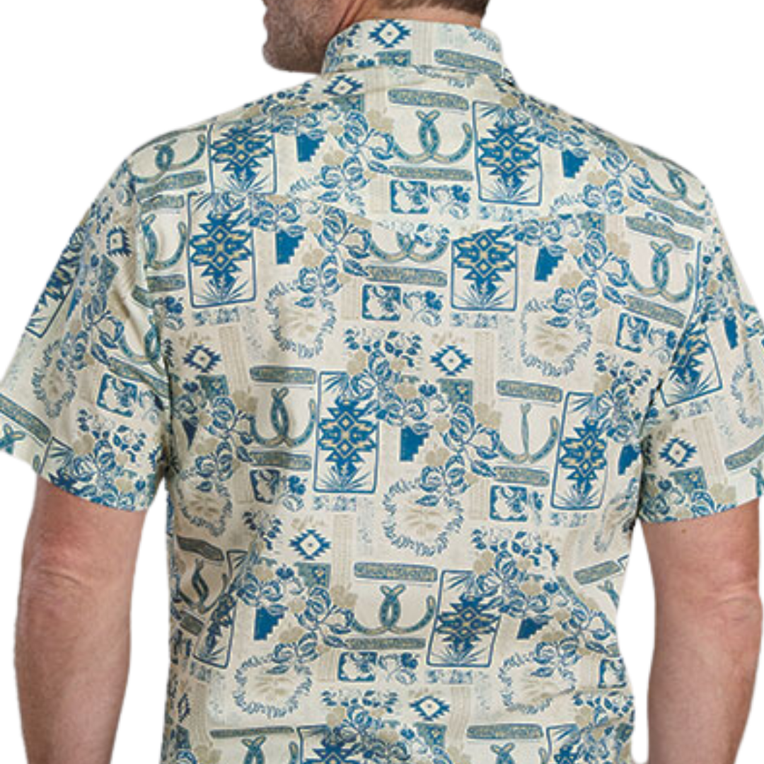 Roper Men's Tropical Resort Print Brown Shirt