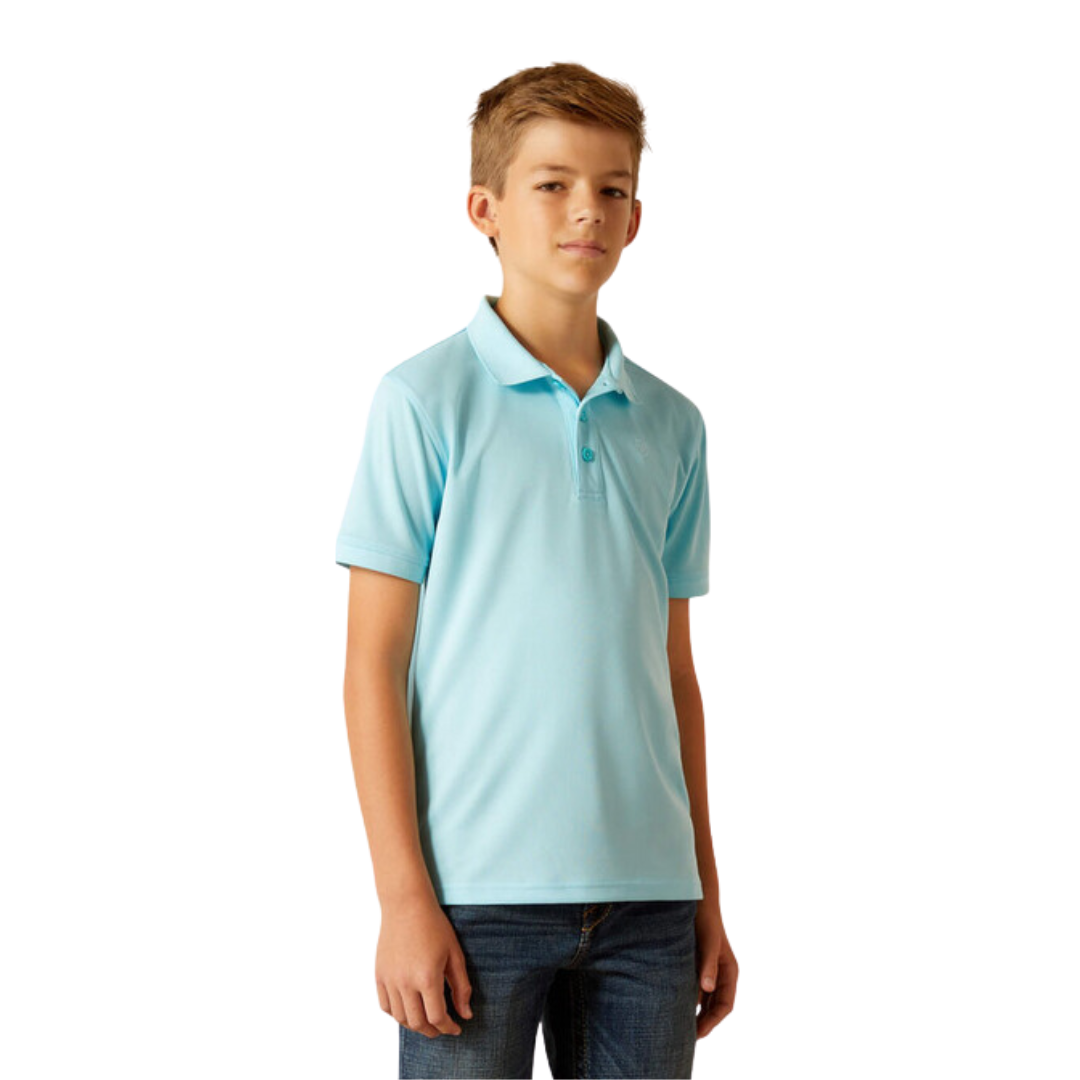 Ariat Youth Boy's Tek Cenote Polo Aqua Shirt