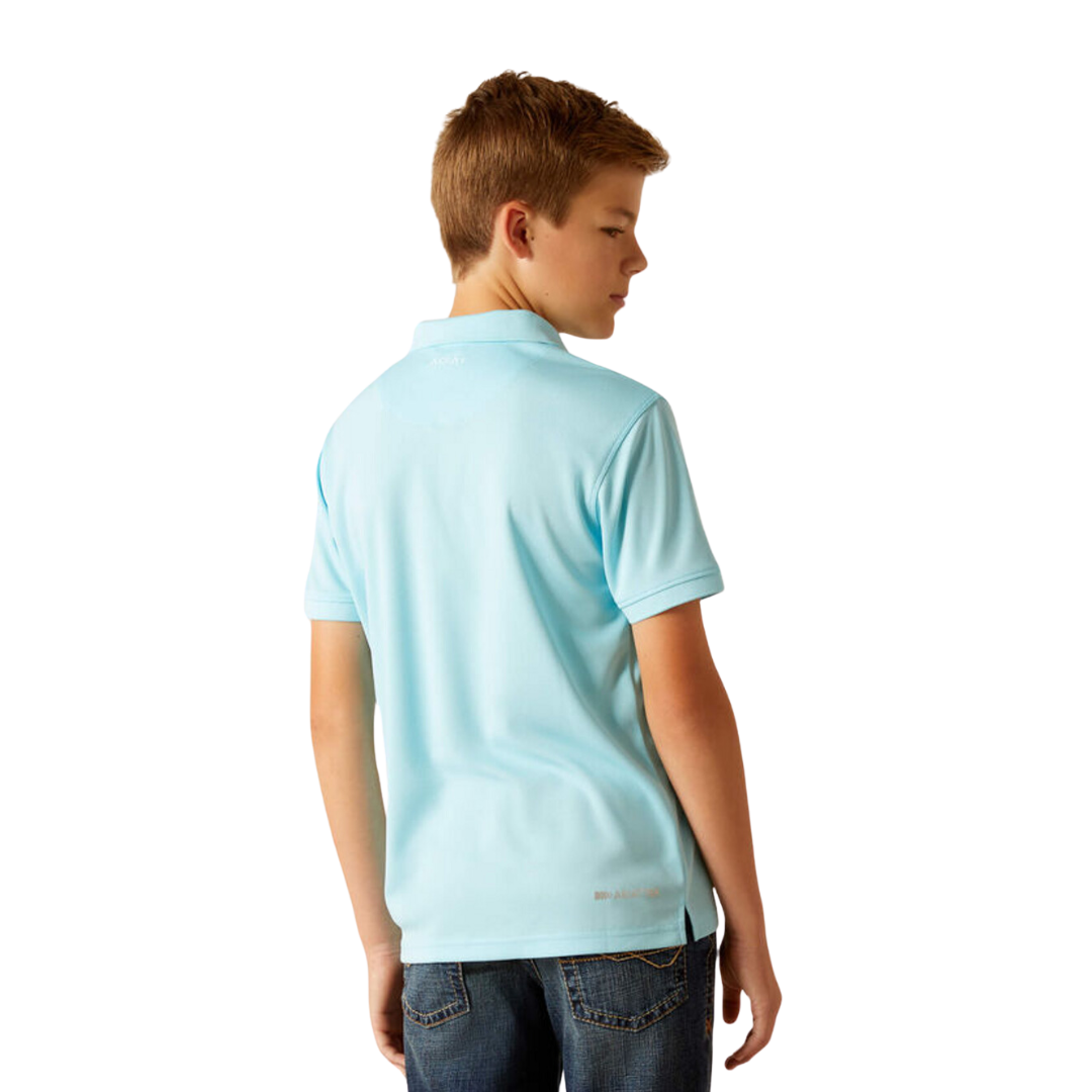 Ariat Youth Boy's Tek Cenote Polo Aqua Shirt