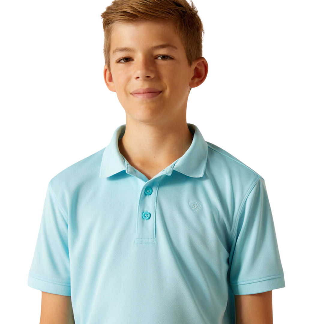 Ariat Youth Boy's Tek Cenote Polo Aqua Shirt