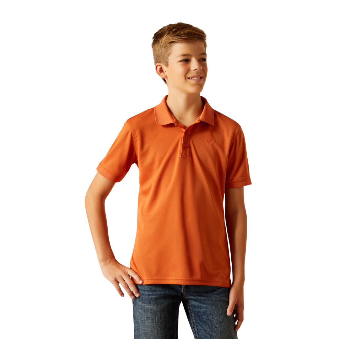 Ariat Youth Boy's Tek Foxes Polo Orange Shirt
