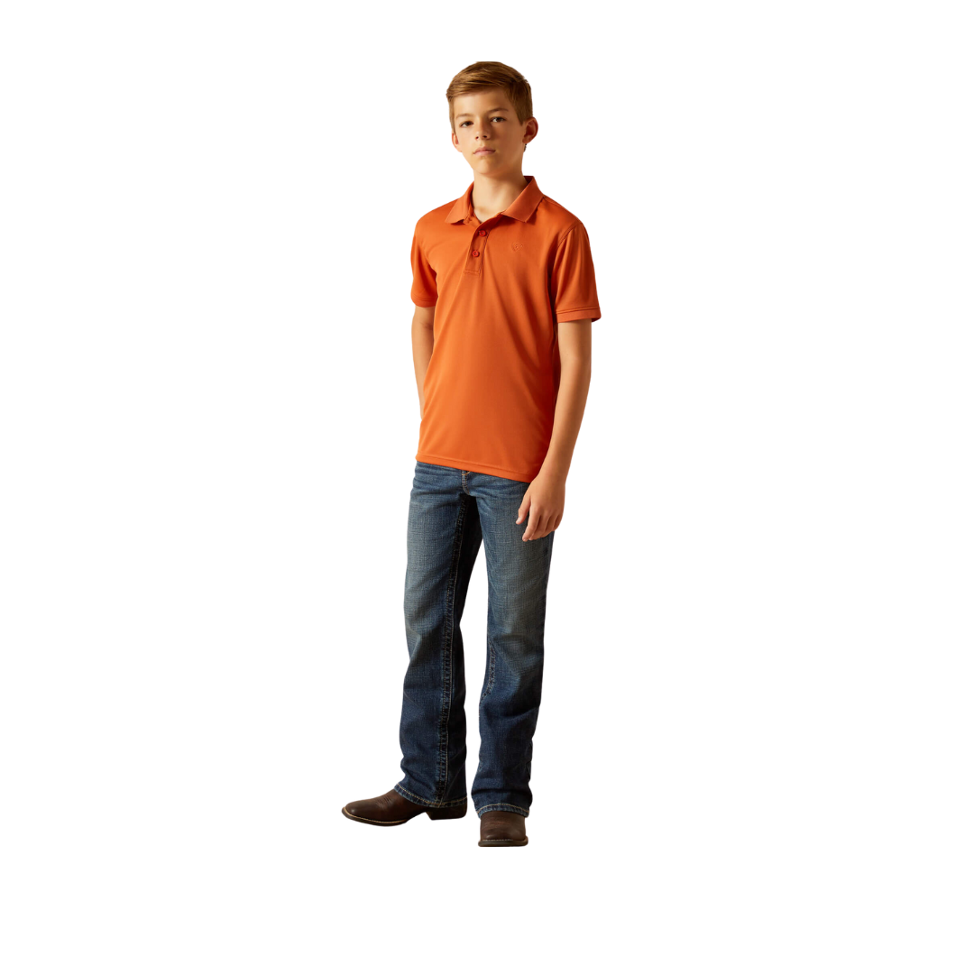 Ariat Youth Boy's Tek Foxes Polo Orange Shirt