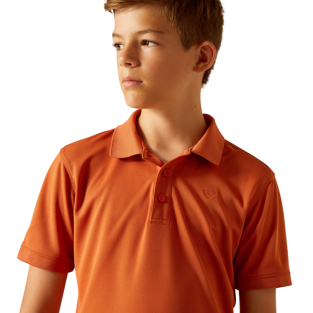 Ariat Youth Boy's Tek Foxes Polo Orange Shirt