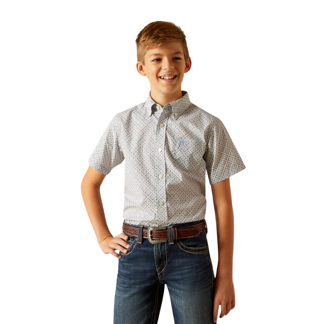 Ariat Youth Boy's Jett Classic Ceramic Teal Shirt