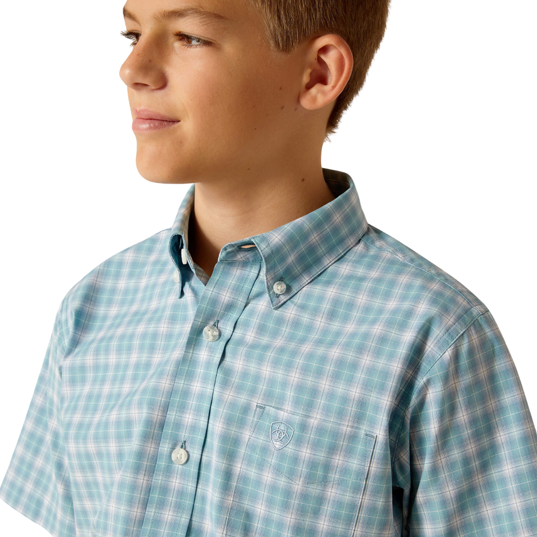 Ariat Youth Boy's Pro Series Erin Classic Fit Blue Shirt