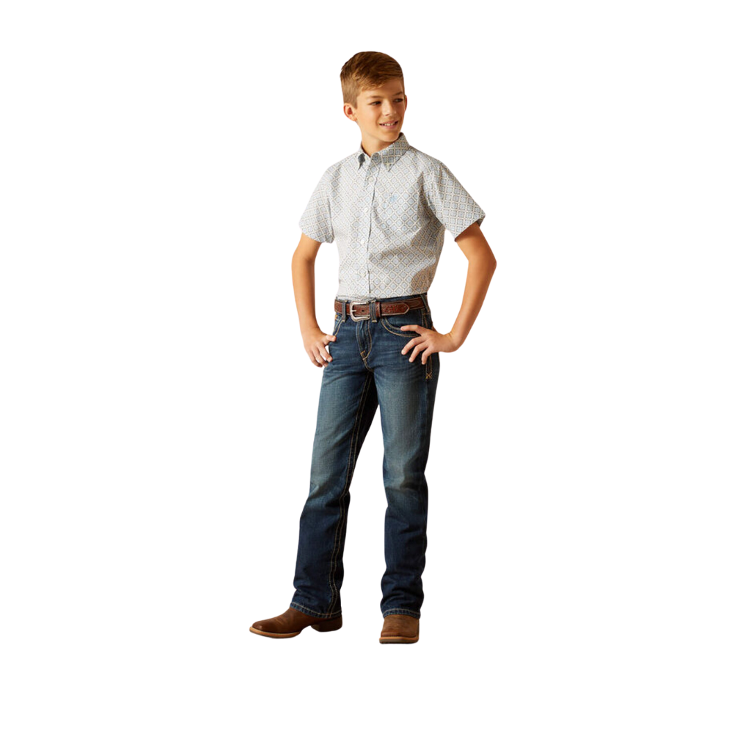 Ariat Youth Boy's Jett Classic Ceramic Teal Shirt