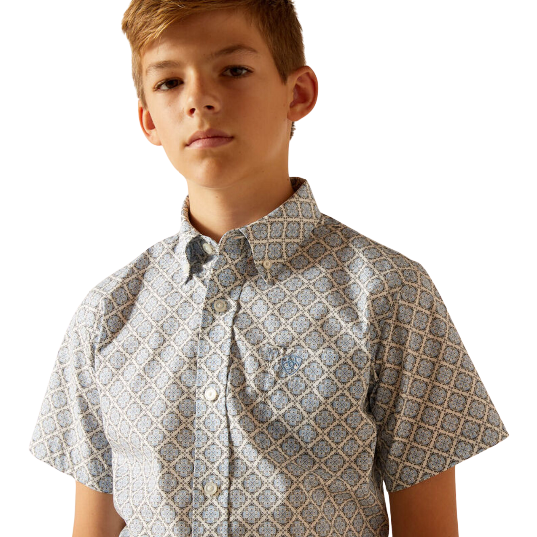 Ariat Youth Boy's Jett Classic Ceramic Teal Shirt