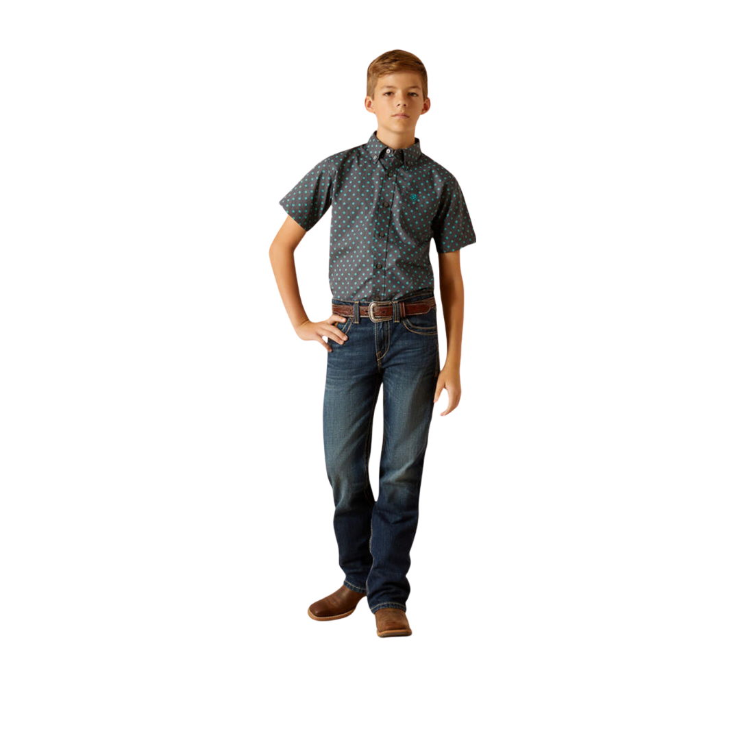 Ariat Youth Boy's Johnnie Classic Print Grey Shirt