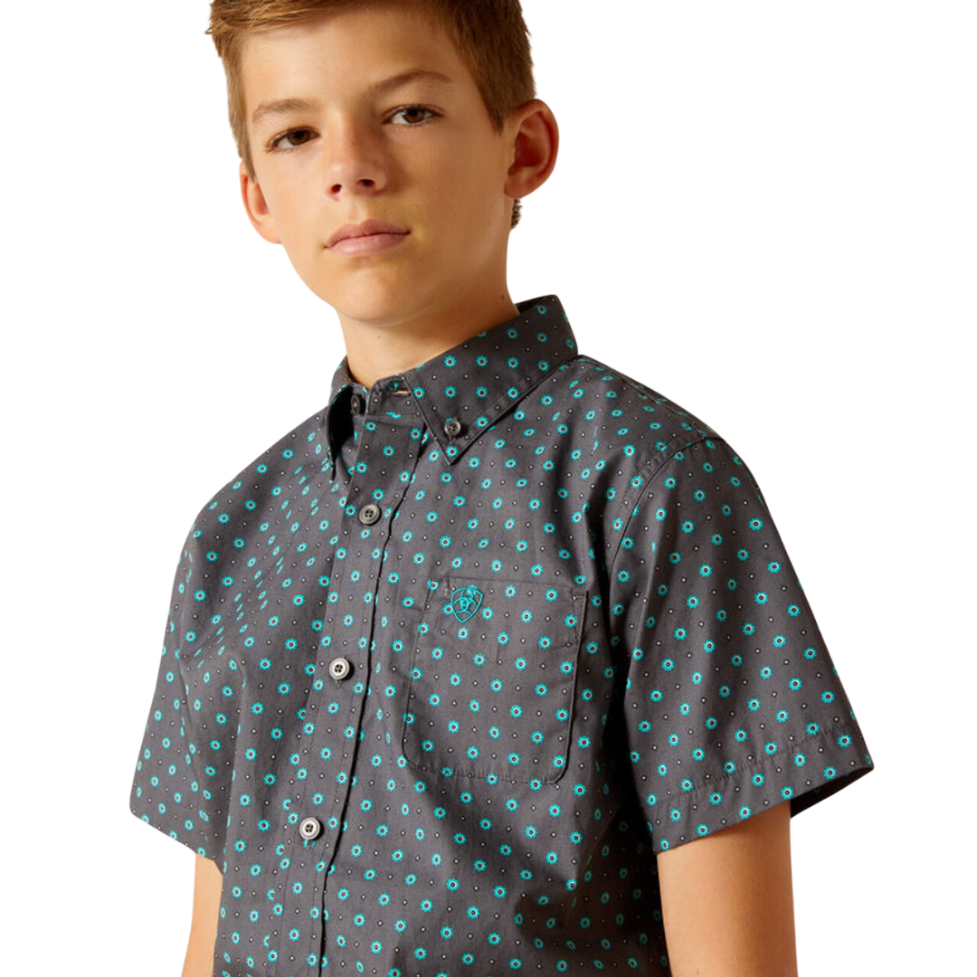 Ariat Youth Boy's Johnnie Classic Print Grey Shirt
