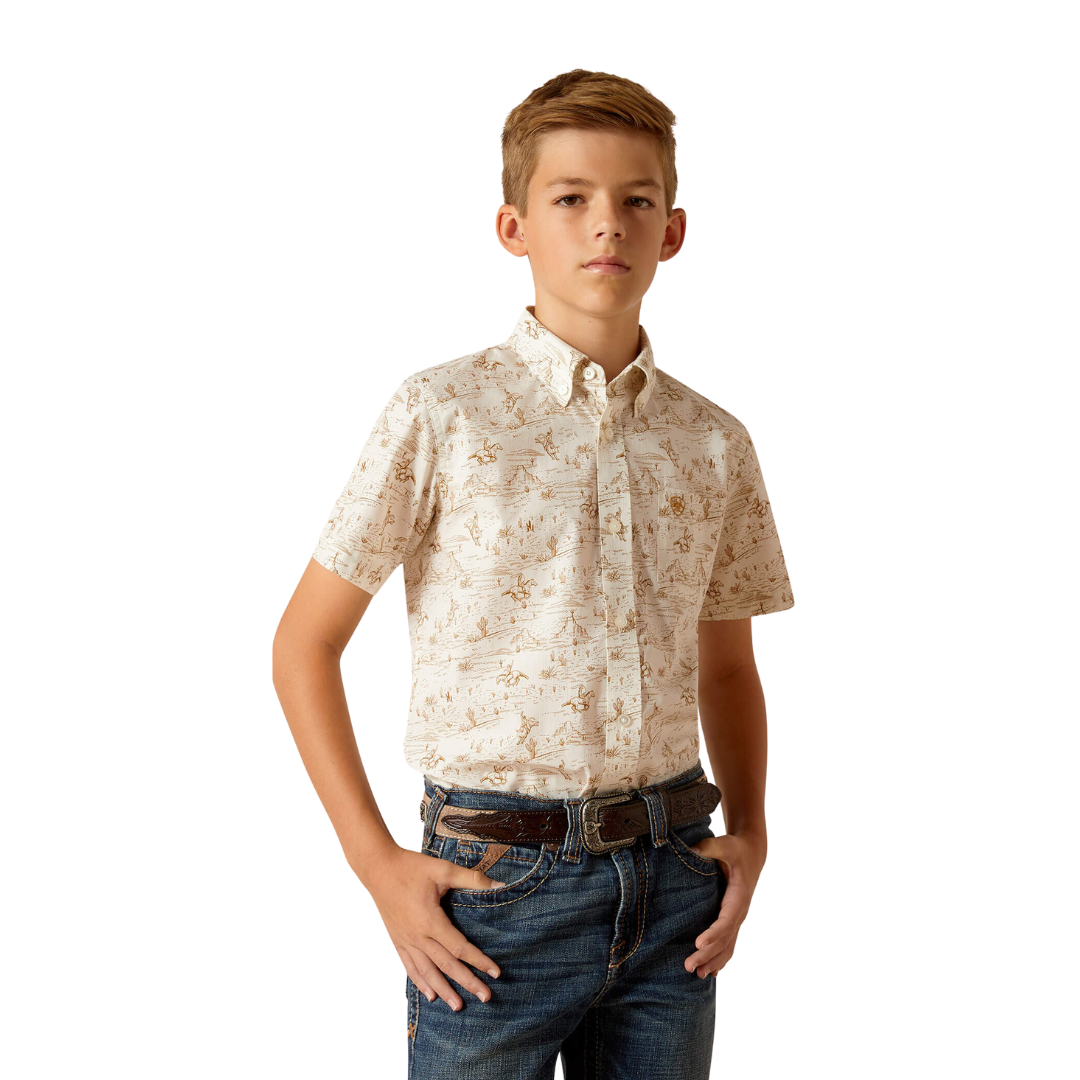 Ariat Youth Boy's Edison Classic Fit Tan Shirt