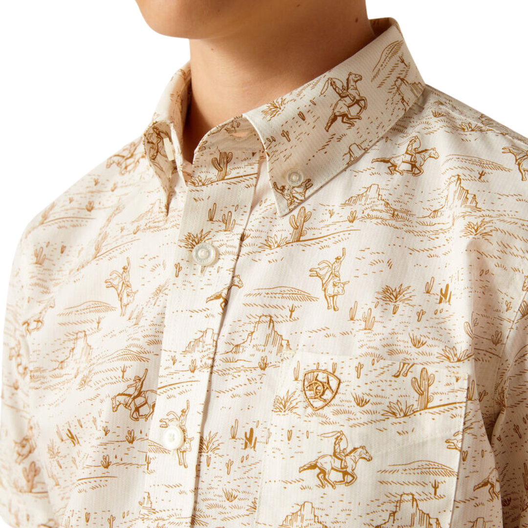 Ariat Youth Boy's Edison Classic Fit Tan Shirt
