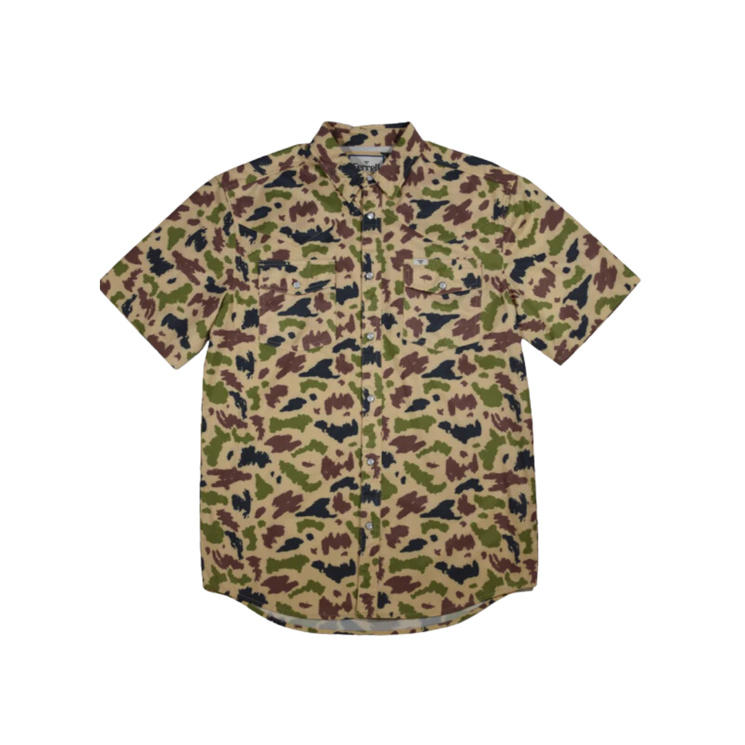 Ferrell Men's Short Sleeve Snap Camo Shirt