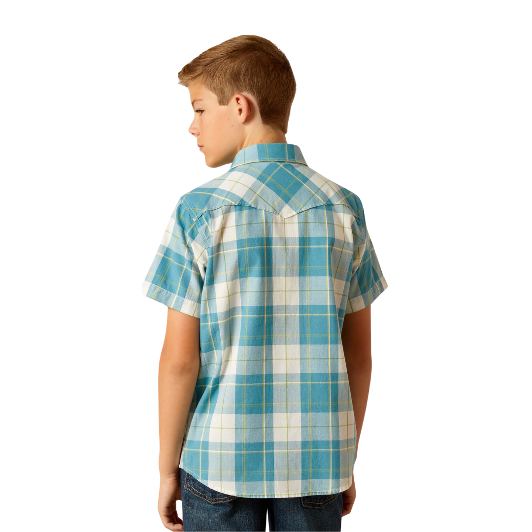 Ariat Youth Boy's Harry Retro Fit Gasoline Blue Shirt