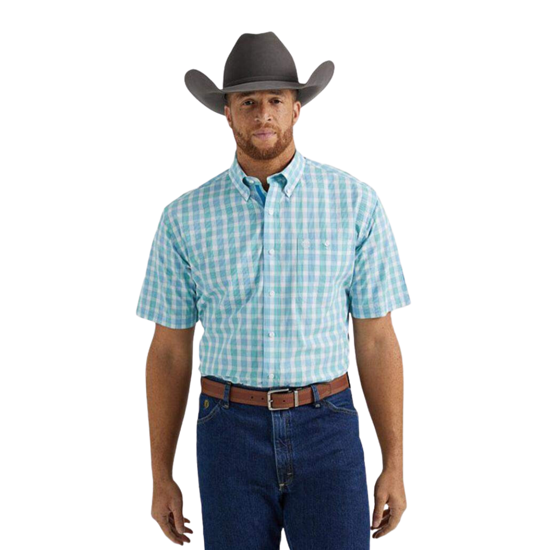 Wrangler Men's George Strait Cool Green Plaid Shirt - Big & Tall