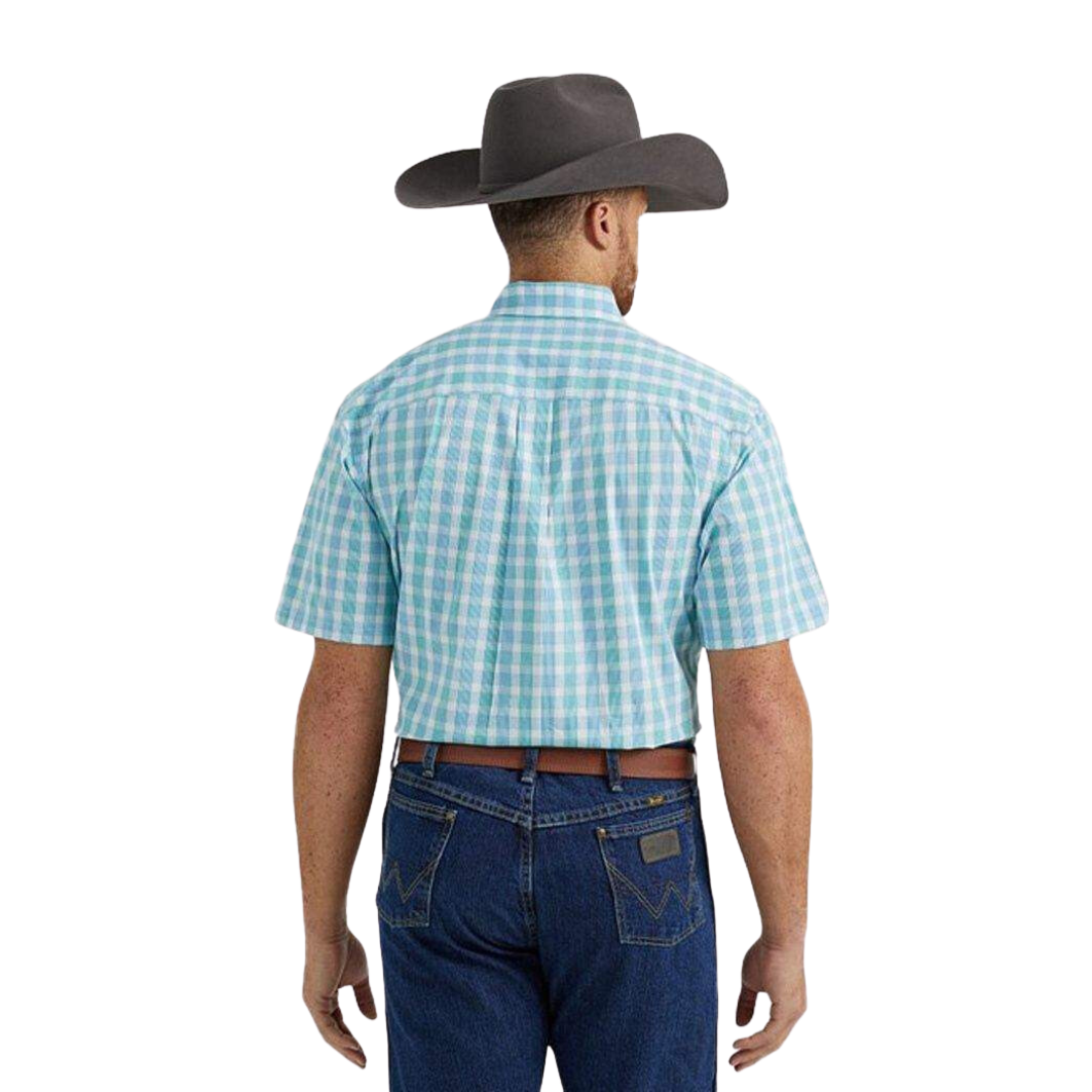Wrangler Men's George Strait Cool Green Plaid Shirt - Big & Tall