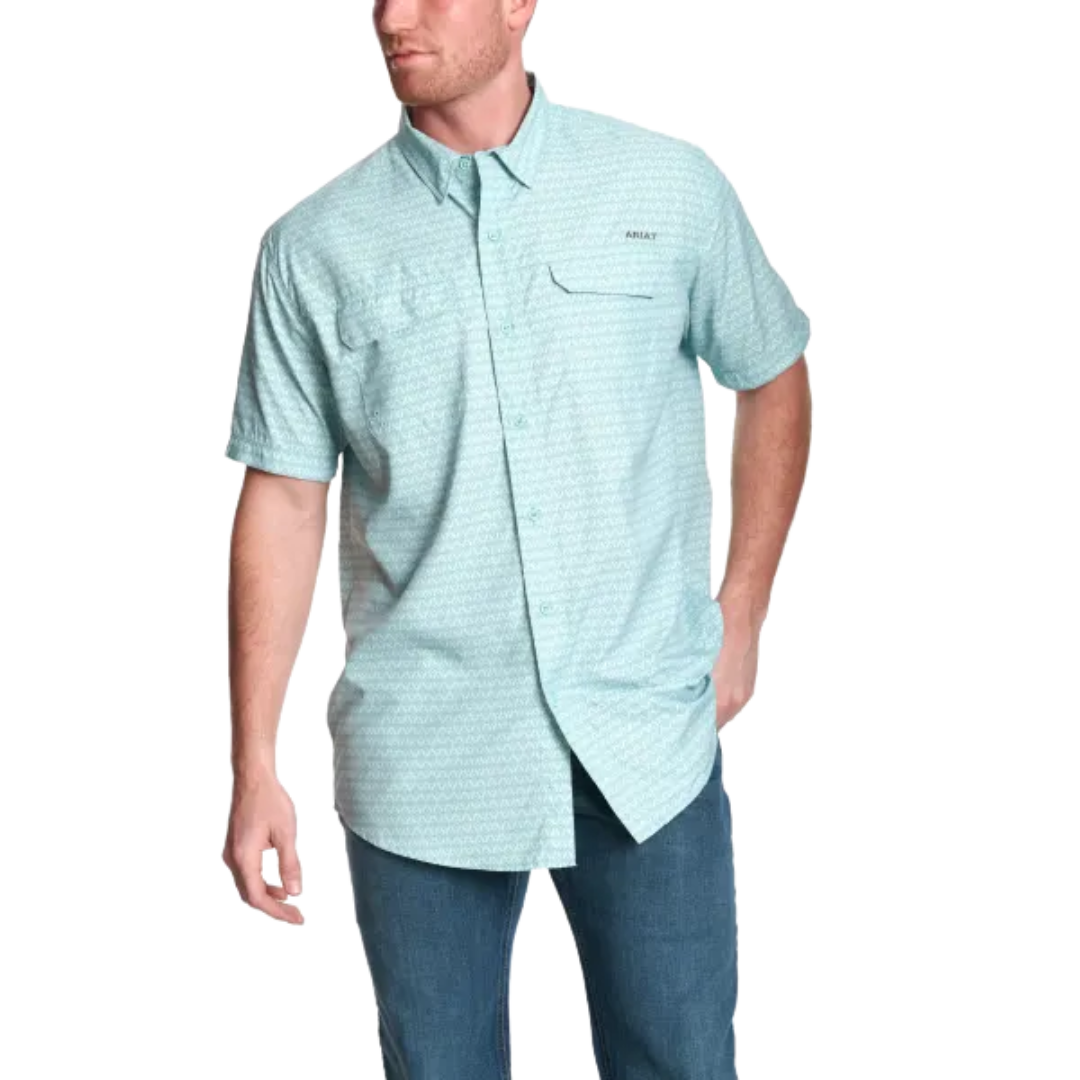 Ariat Men's Venttek Geo Print Aqua Shirt
