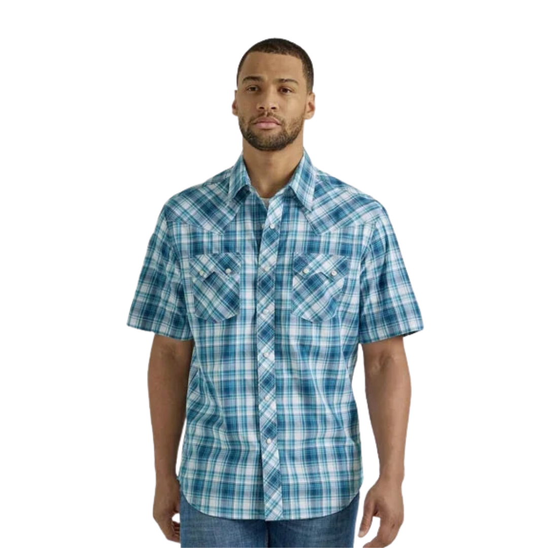Wrangler Men's Retro Plaid Turquoise Shirt