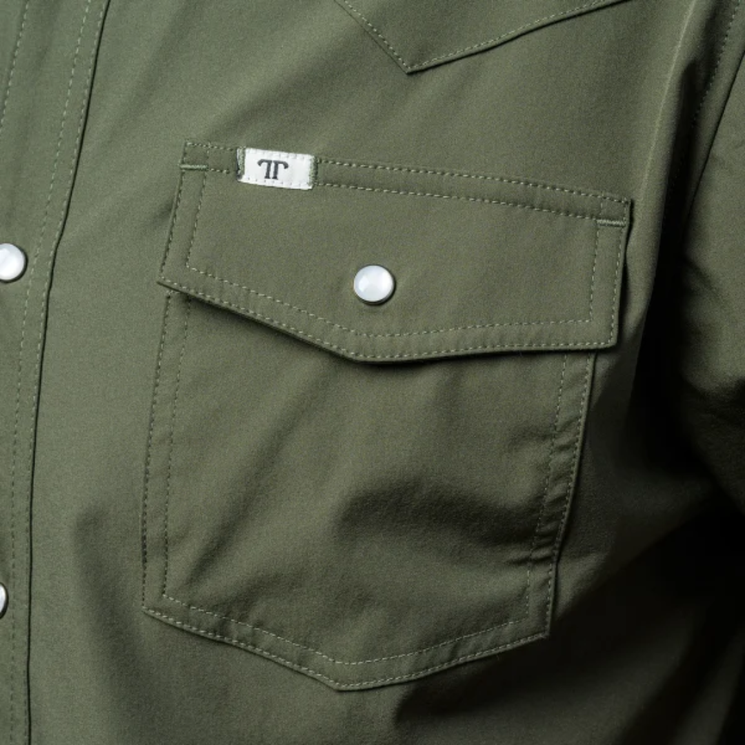 Ferrell Men's Short Sleeve Western Olive Green Shirt