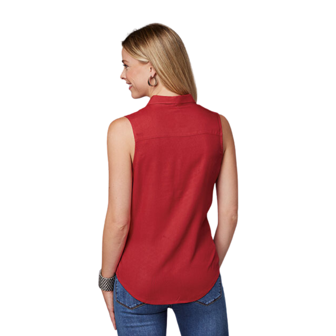 Roper Women's Rayon Sleeveless Red Shirt