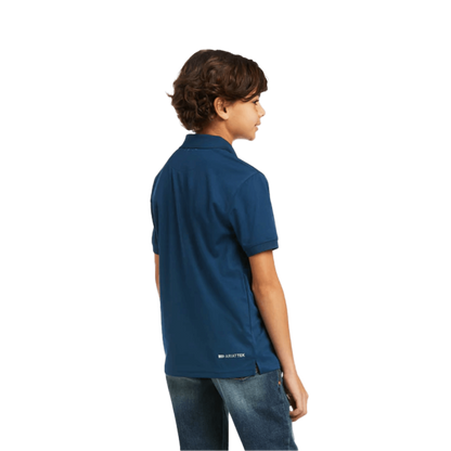 Ariat Youth Boy's Tek Polo Skyfall Blue Shirt