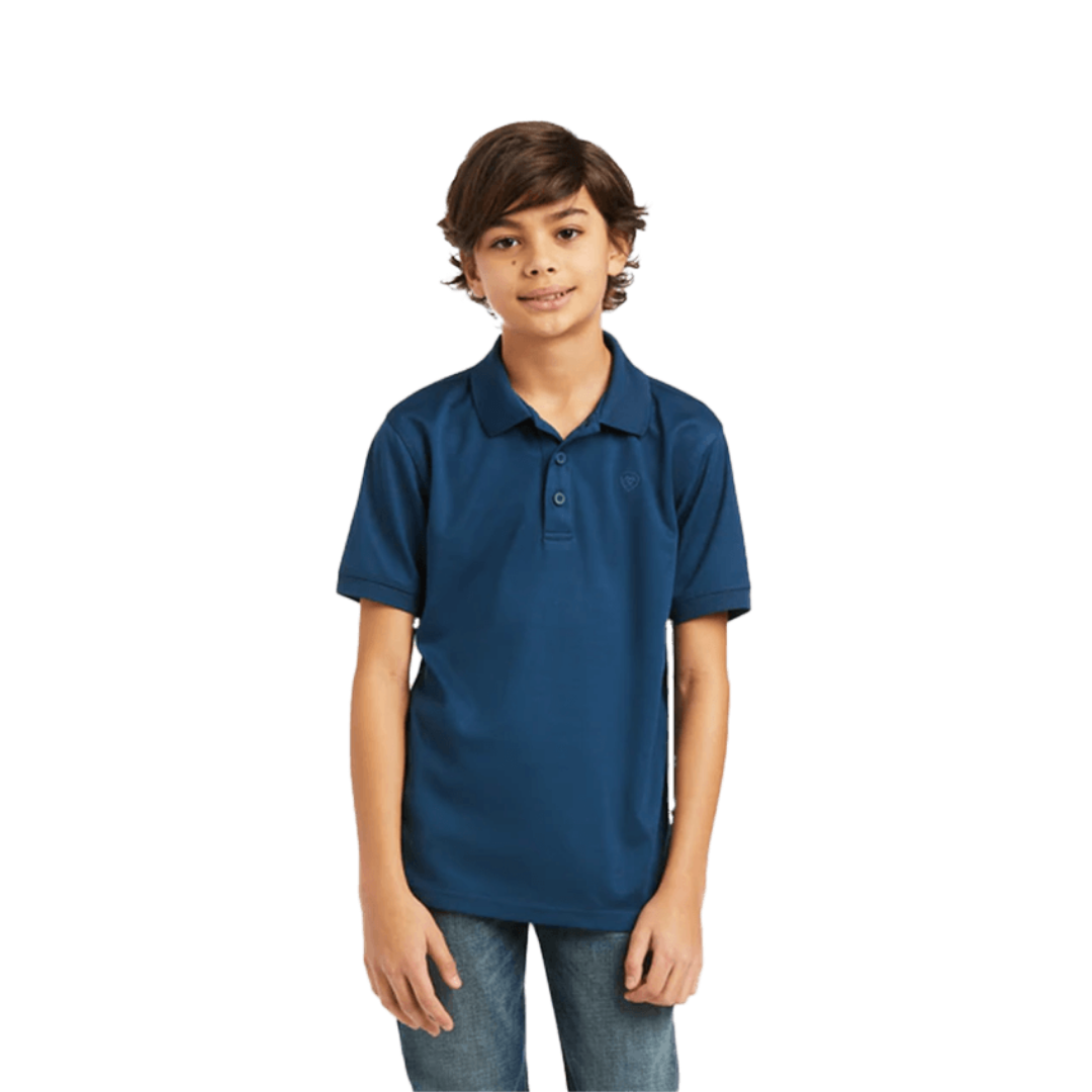 Ariat Youth Boy's Tek Polo Skyfall Blue Shirt