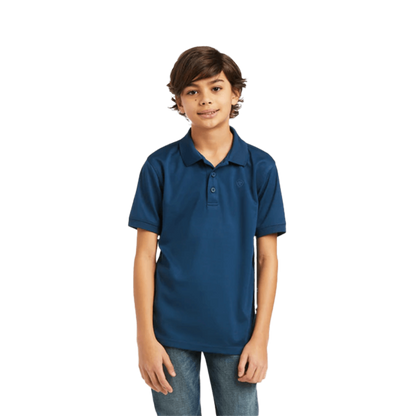 Ariat Youth Boy's Tek Polo Skyfall Blue Shirt