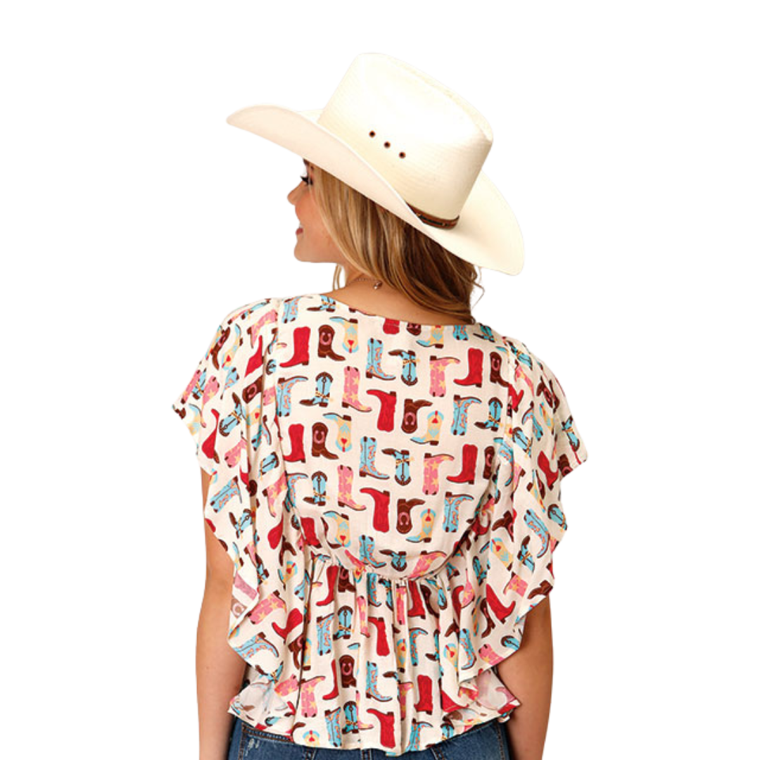 Roper Women's Boot Printed Rayon Multicolor Blouse