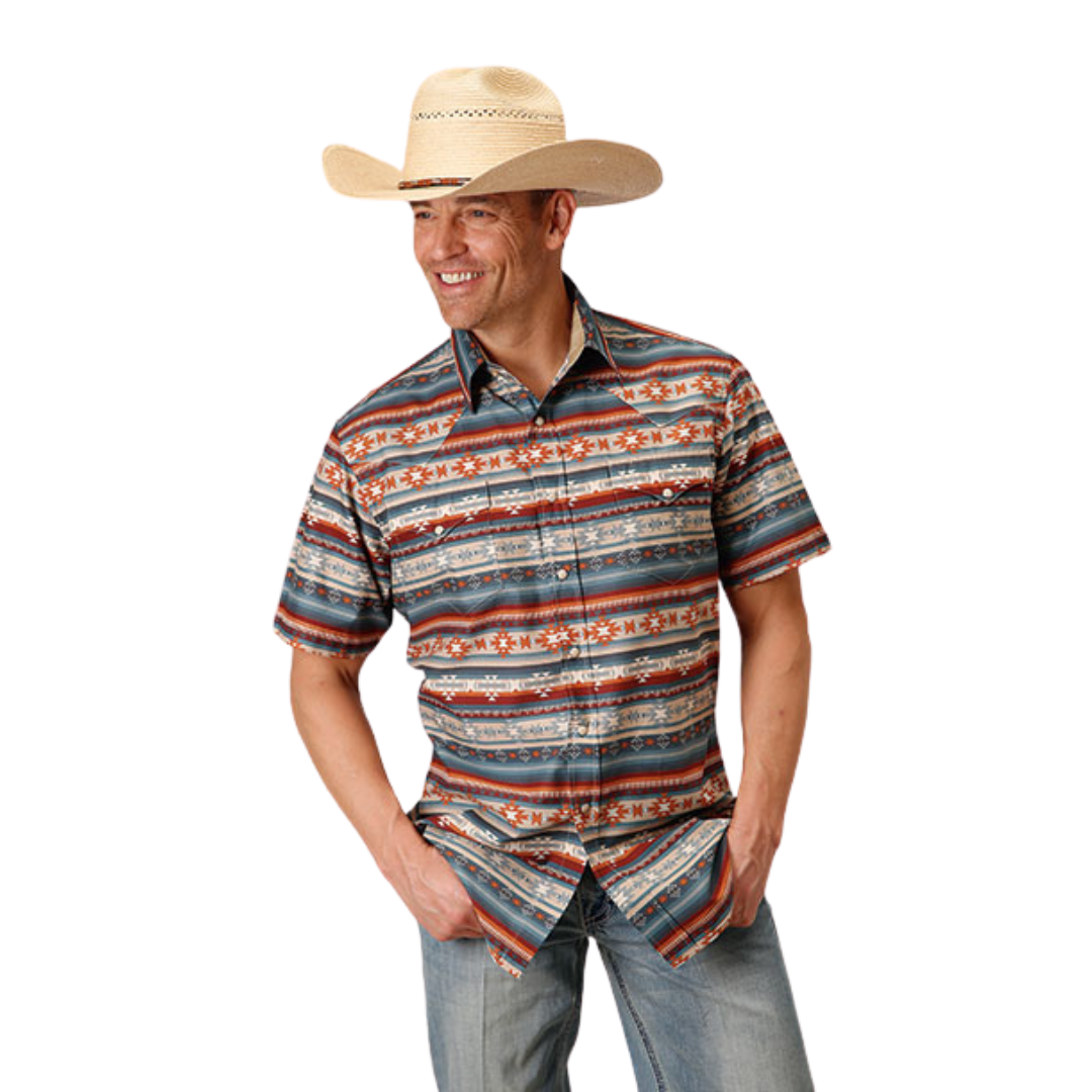 Roper Men's Sandstone Aztec Print Shirt