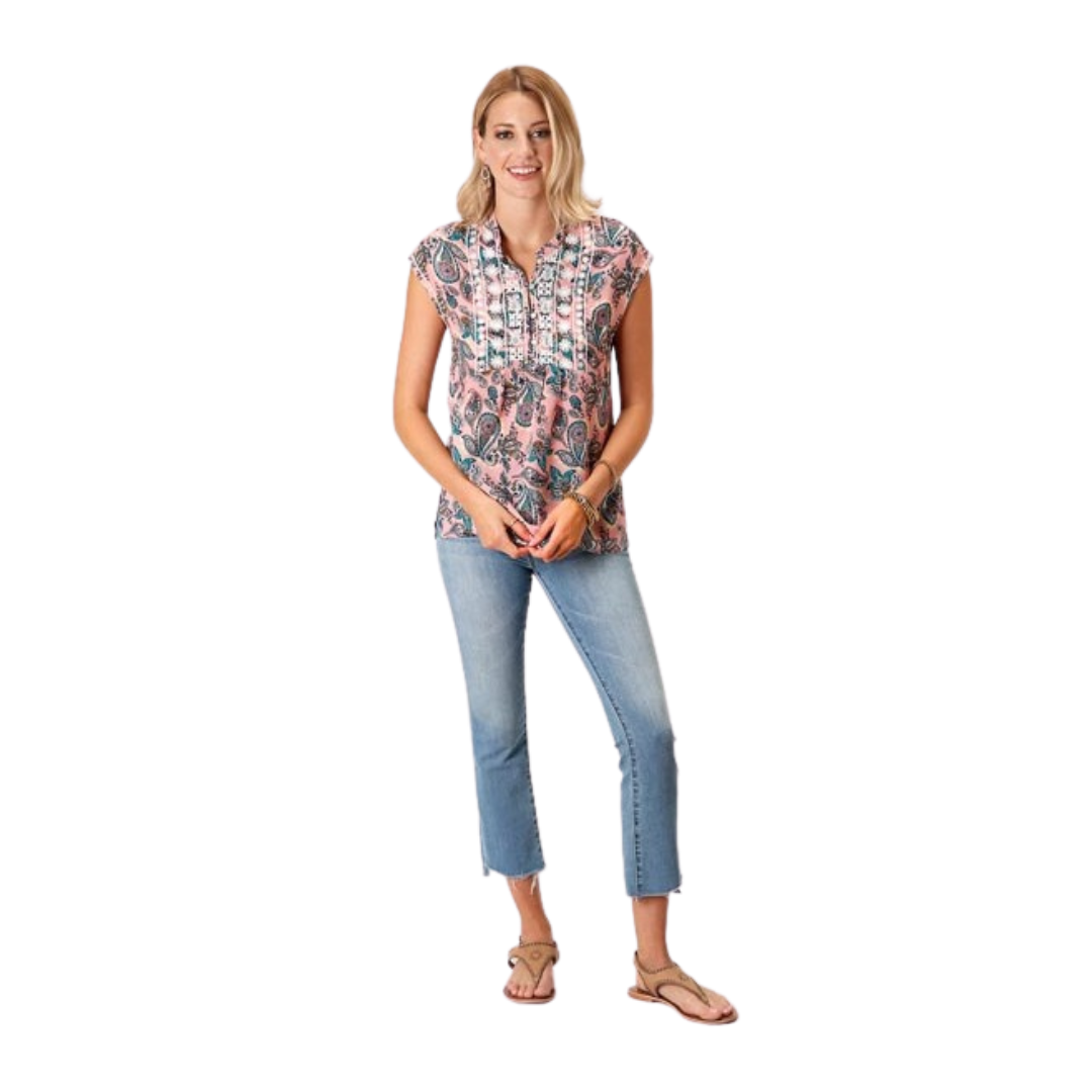 Roper Women's Pink Paisley Print Blouse