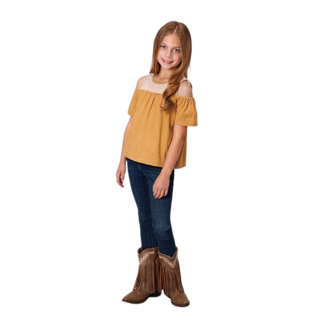 Roper Youth Girl's Dip Dyed Cotton Yellow Blouse